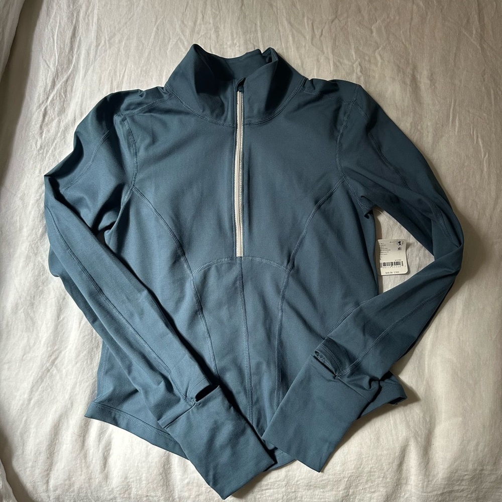 Free People FP Movement You’re a Peach Outer Layer Blue Half-Zip Pullover